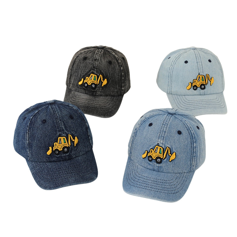 Wholesale Denim washed children's hat cartoon machine embroidered duckbill cap